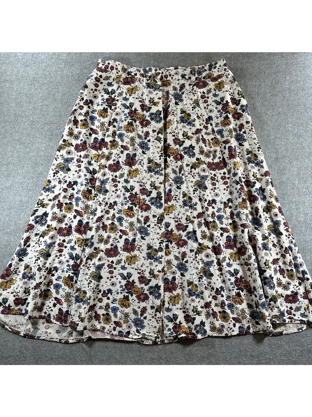 White Stag Plus Women's Button Floral A-Line Midi Skirt Rayon 18W Elastic Waist